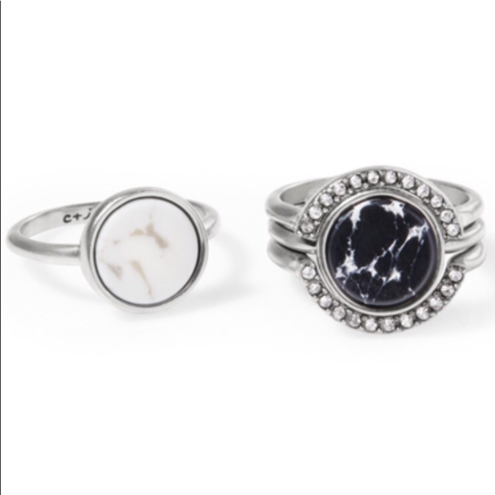 Black & white nesting ring set